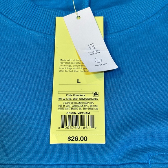 Target All In Motion Deep Turquoise Crew Neck Top - Picture 5 of 11